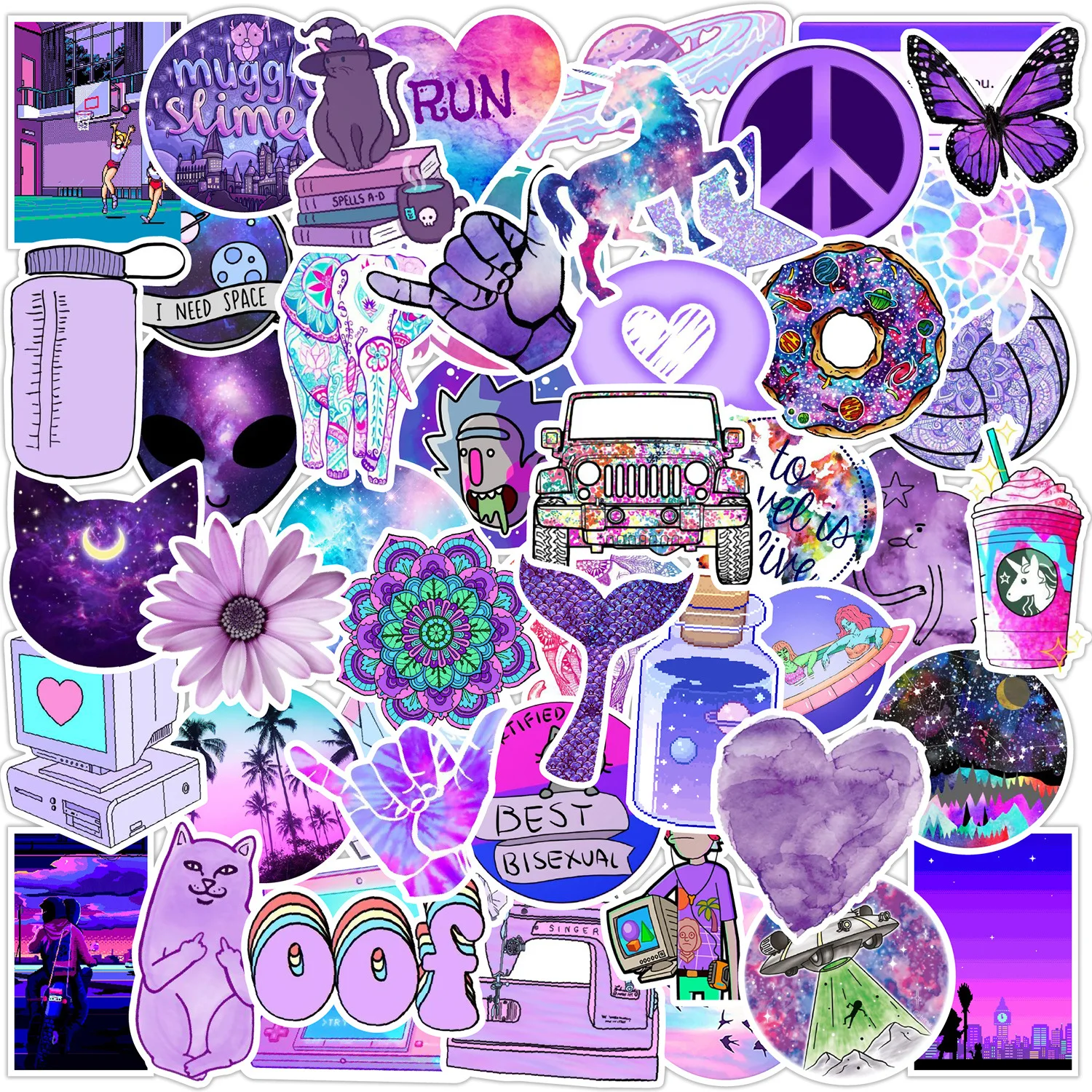 Cute Vinyl Water Bottle Sticker Packs Custom Pvc Waterproof Die Cut Aesthetics Stickers for Laptop Skateboard Teens and Girls