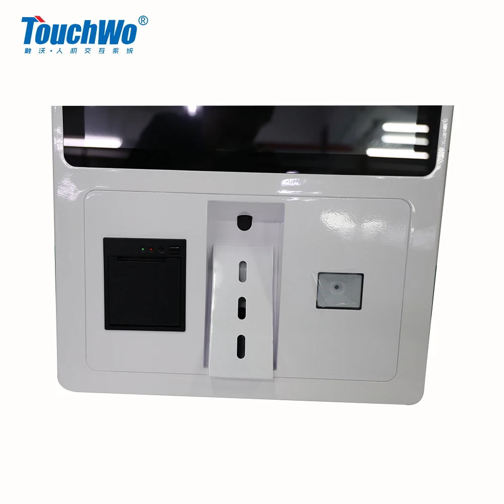Touchwo customizable logo touch screen display self checkout kiosk machine hotel bill payment kiosk with card reader