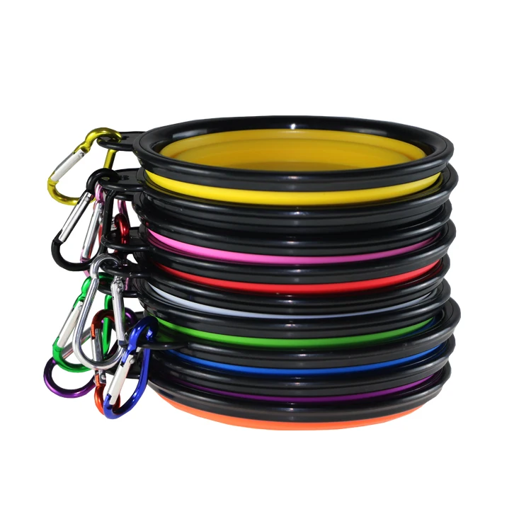 Colorful bowl collapsible dog cat bowl Camping/Hiking/Walking Bowl with Carabiner Clip
