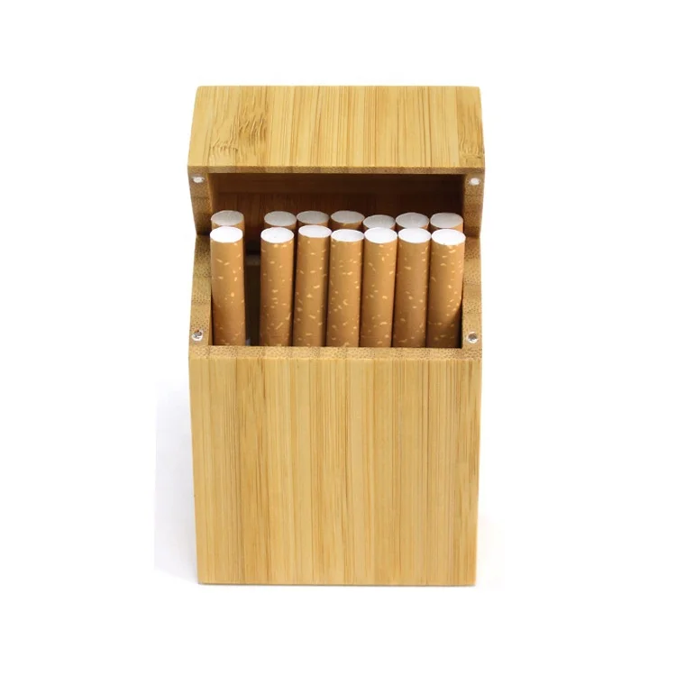 New Creative Wooden Cigarette Case Custom Logo Magnet Adsorption Clamshell Portable Wooden Cigarette Case