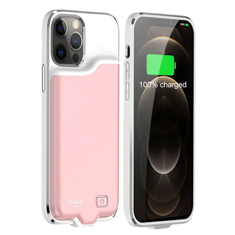 2020 Hot Selling Pink External Back Clip Battery ABS+TPU Phone Case Wireless Power Bank Battery Case For iPhone 11 12pro max