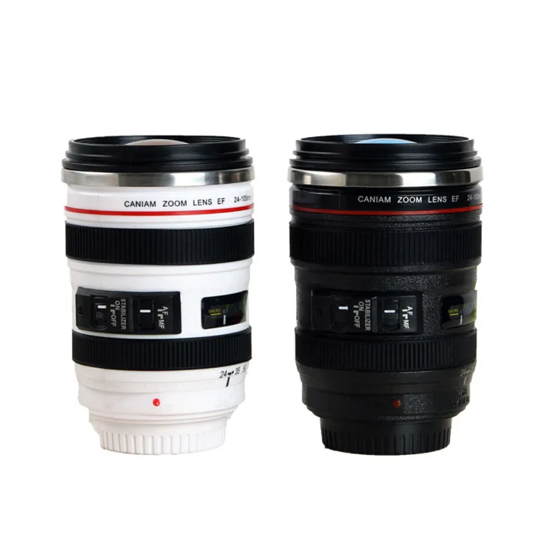 2024 Camera Lens Coffee Cup Travel Mug Double wall Camera Lens Thermos with stainless steel