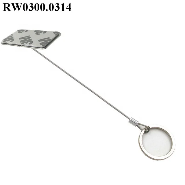 RuiWor RW03000314 Stainless steel wire rope sling 1.5MM 7x7 with Adhesive Rectangular metal Plate and Dia 30MM Key Ring