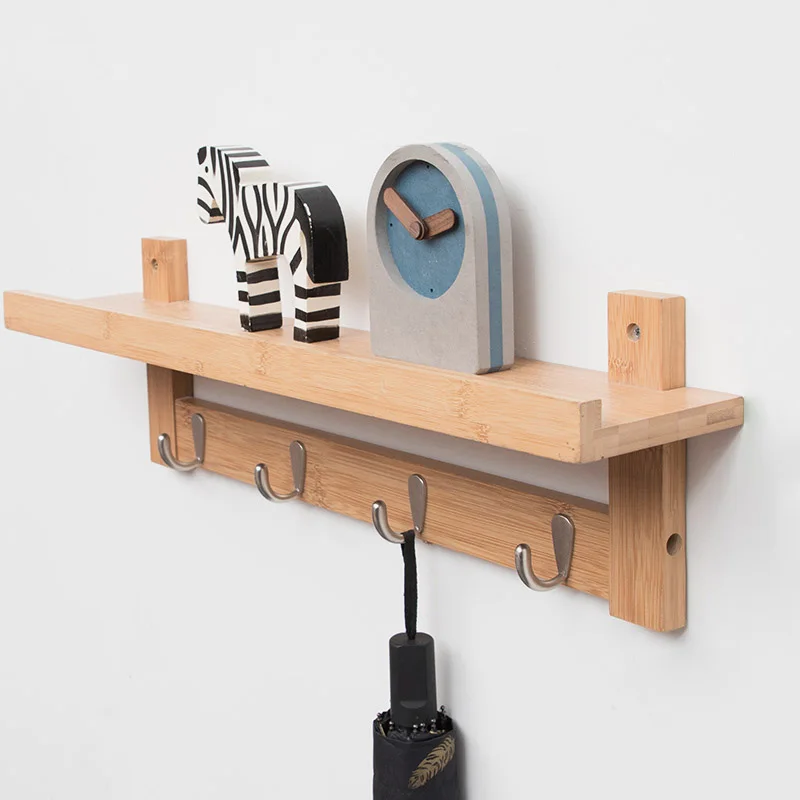 
Wall Mounted Wooden key holder with 4-6 hooks and A Floating Shelf 