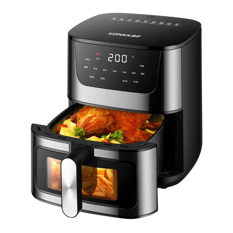 China sale stainless steel commercial glass electric digital industrial small dual double de 8l machine oven smart air fryers