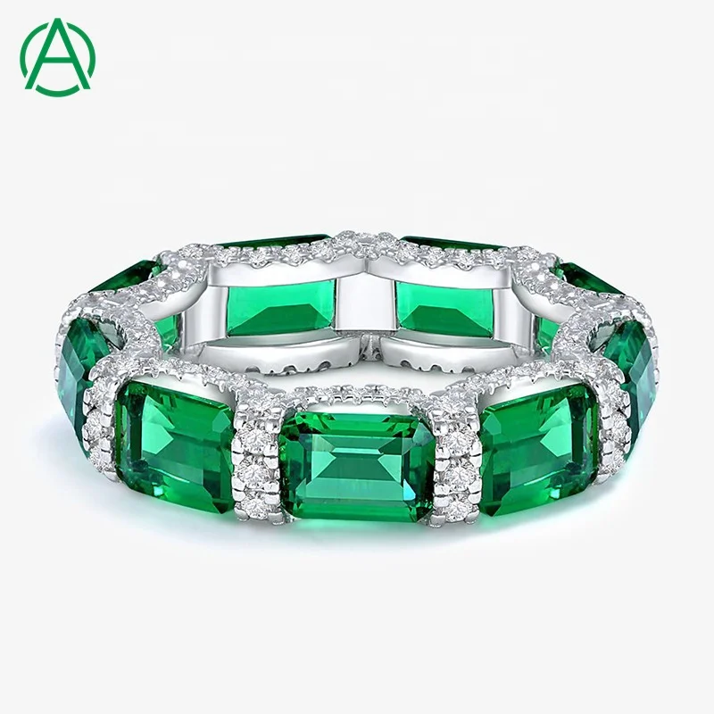 Fashion iced out cubic zirconia ring women baguette ring 925 sterling silver tennis ring