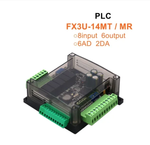 FX3U-14MR FX3U-14MT PLC industrial control board 8 Input 6 Output 6AD 2DA and RS485 RTC Compatible with FX1N and FX2N