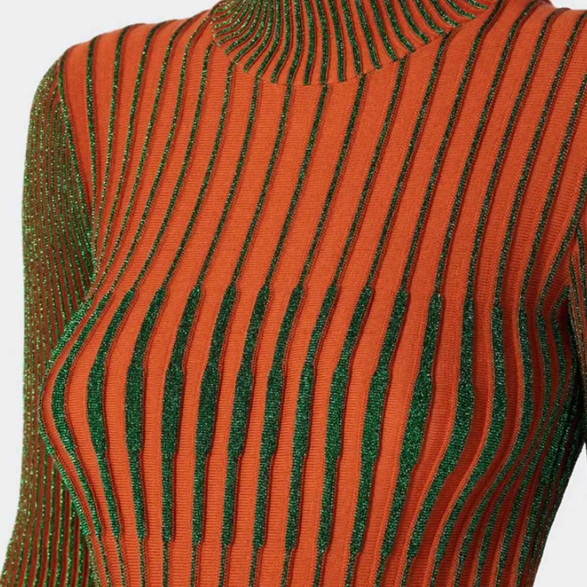 Midi Dress RIB Knit Extrafine Merino Wool-blend Dress Long-sleeved Merino Wool dress with Lurex Ribbed Trutlenck