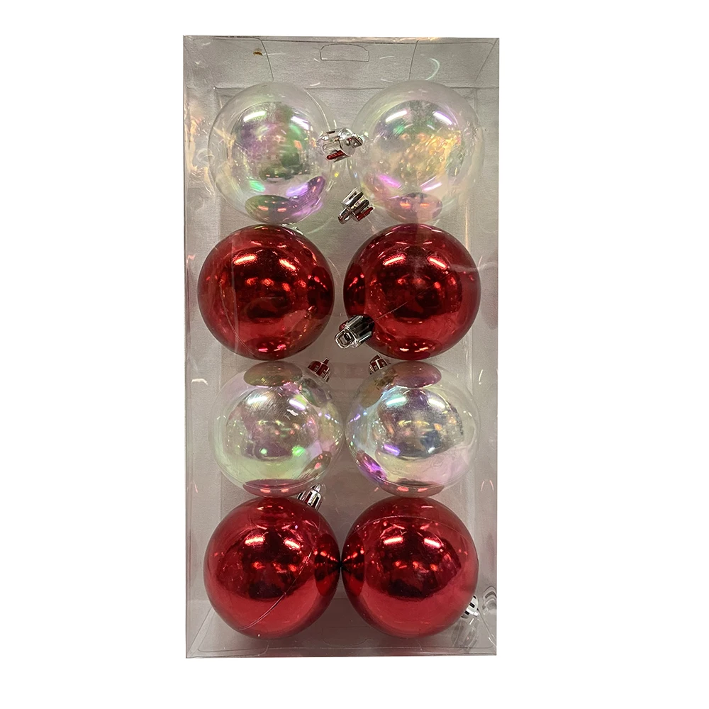 Christmas decoration supplier 60mm 8pcs Christmas baubles Colorful clear ornament ball