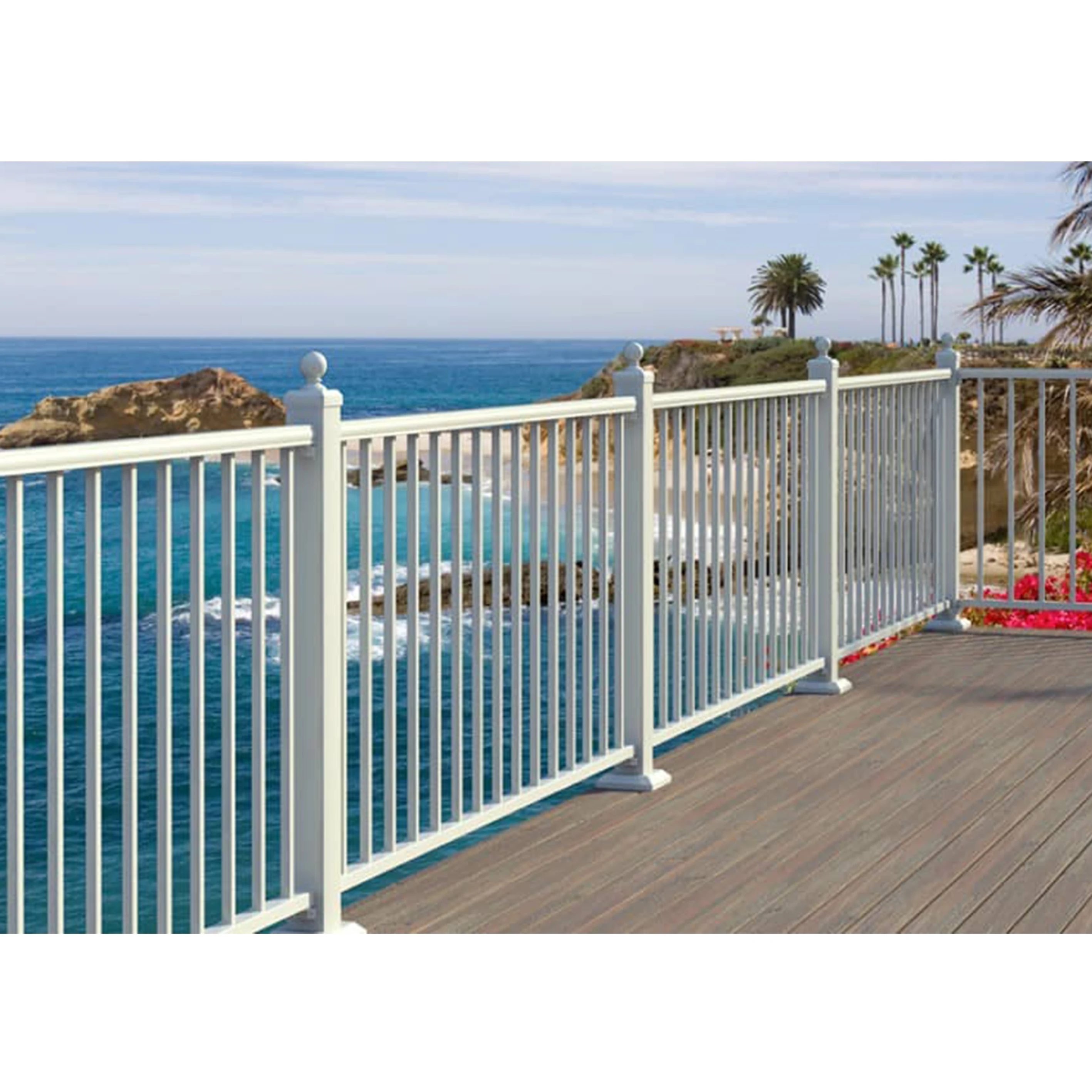 Customized outdoor black modern 316 stainless steel fence Balcony  exterior post deck railing cable handrail