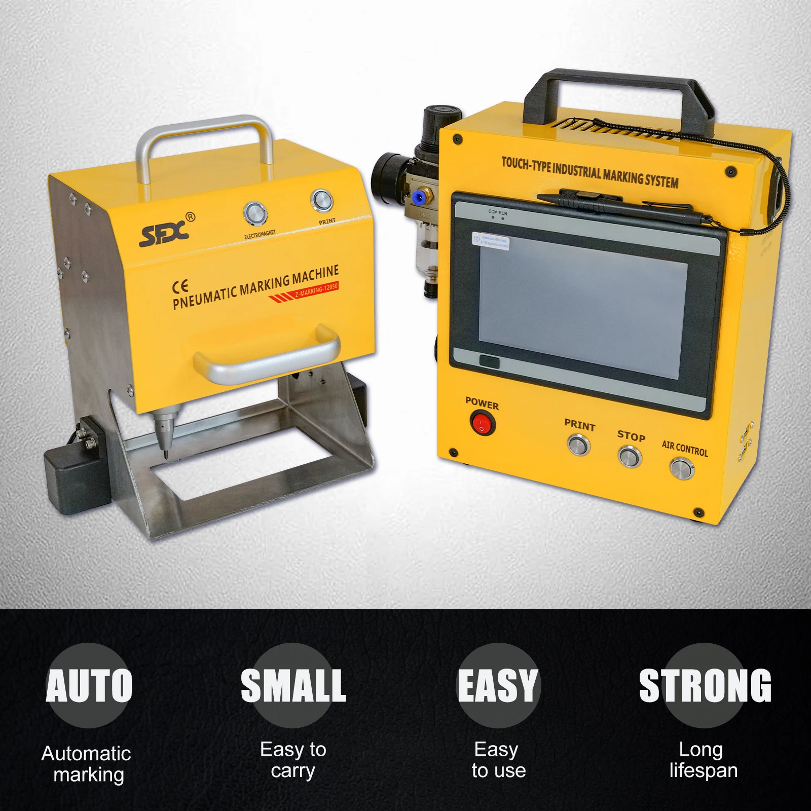 Pneumatic Dot Peen Marking Machine Metal Engraving Machine Pneumatic Marking Machine Marking Field 120*50mm for Letters