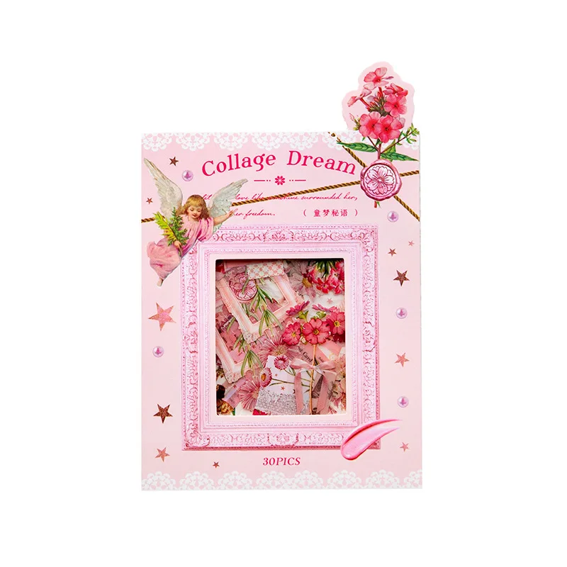 30pieces/pack Sticker Package Dream Collage Series Retro Artistic Notebook Collage Decorative Base Printed Paintings 4 Models