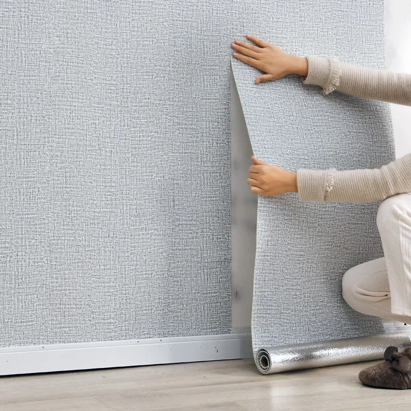 European PVC Wallpaper Simple Solid Colour 3D Design Self-Adhesive for Bedroom Living Room Hotel Renovation Background Wall