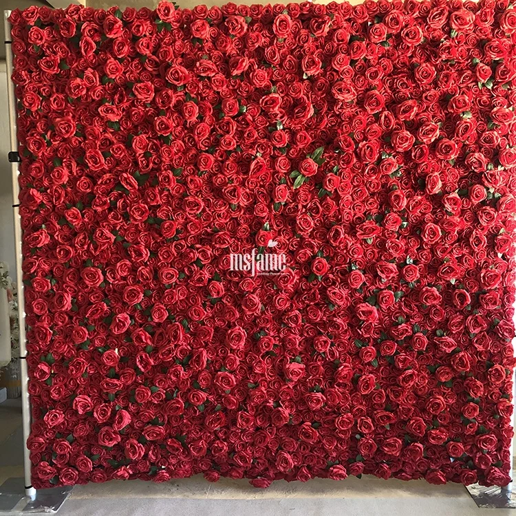 Decorative Flowers Wreaths and Plants Red Roses Artificial Flowers Panel Home Decoration Wedding Flower Wall Backdrop
