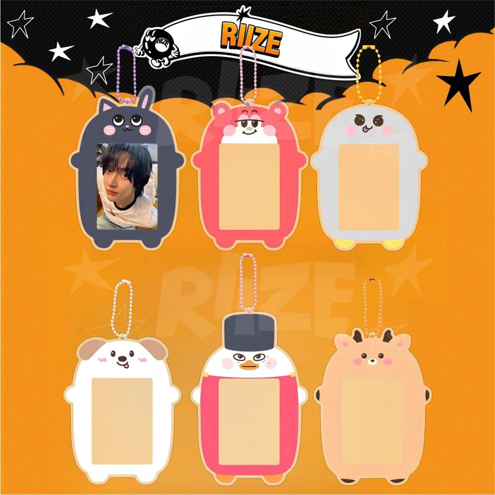 KPOP RIIZE Cartoon Photo Frame Acrylic Card Holder Keyring Wonbin Anton Eunseok Shotaro ID Photo Cards Protective Case Fans Gift