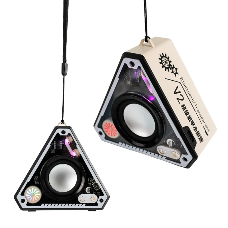 V2 Mecha Style Mini Portable BT Speaker Karaoke Machine Outdoor Wireless Speaker With RGB Light