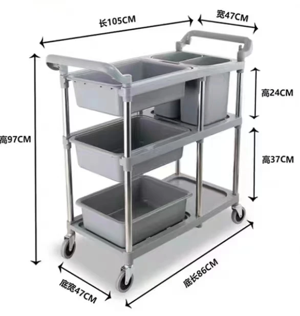 Disassembly Five Bucket Storage Restaurant Dish Collect Kitchen Serving Trolley For Hotel & Restaurants Equipment