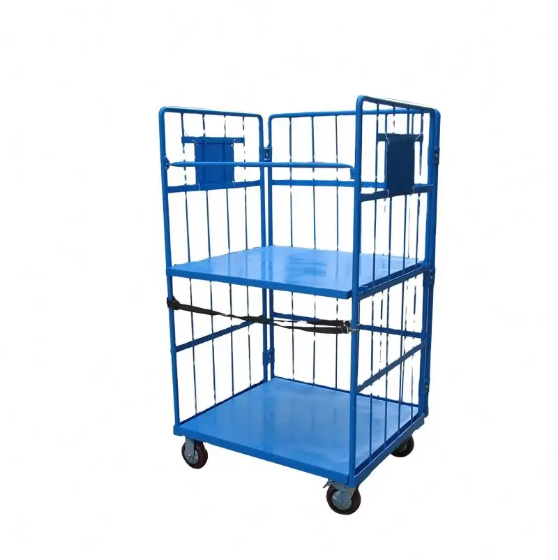 4 sided foldable roll cage container pallet cage trolley with door
