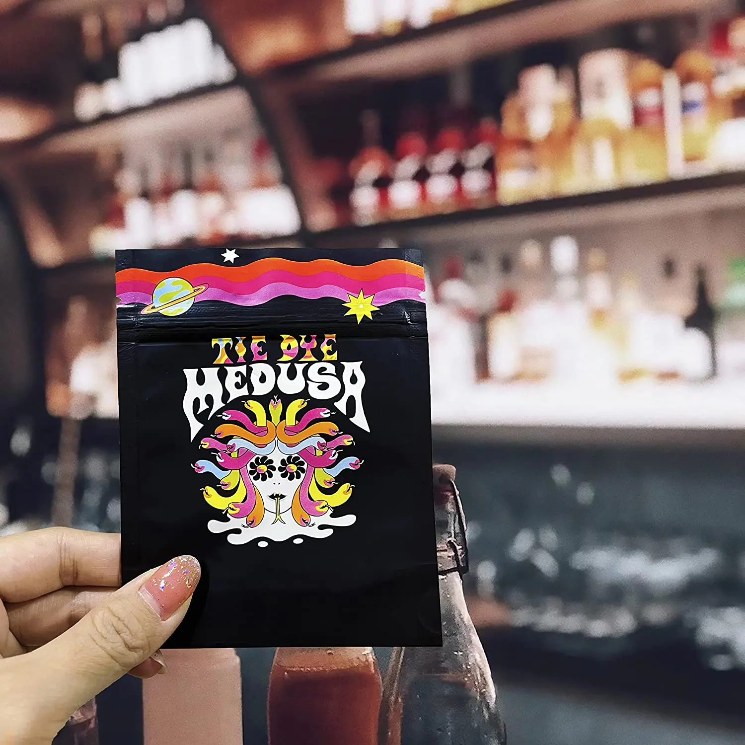 MIX Holographic Printed Design Stand Up Pouch Storage and Cookie Polyester Film Bag Resealable Zip Lock Foil Mylar Bags