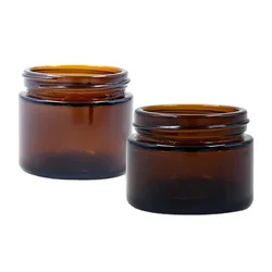 Clear Round Screw Neck Cosmetic Glass Jar 60ml Plastic caps