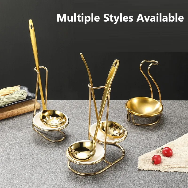 Wholesale Golden Kitchen Rack Spoon Rest Holder for Kitchen Utensil Ladle Holder