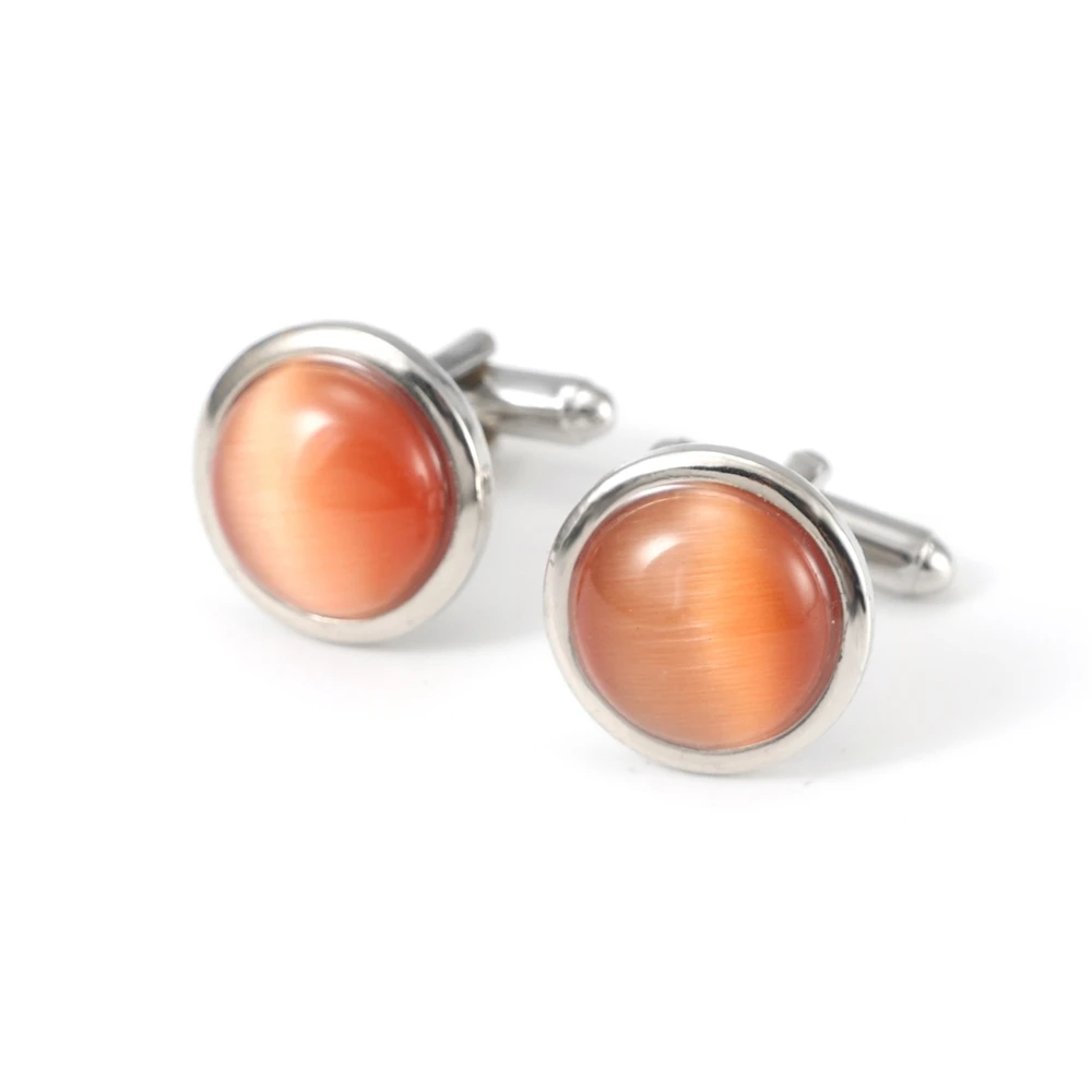wholesale personalized mens round opal cufflinks with high quality