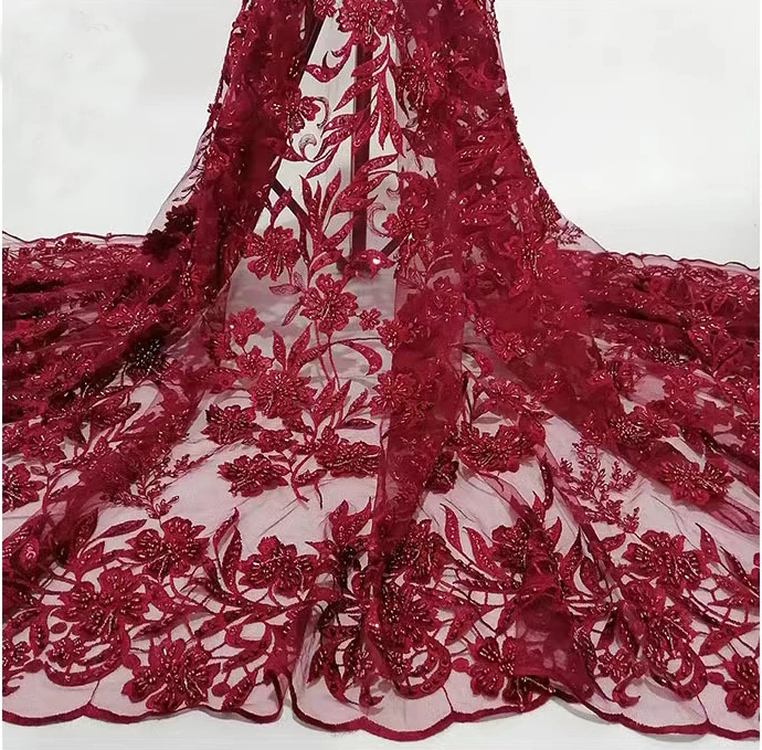 3D embroidery fabric mesh embroidery European and African lace fabric for wedding dress flower lace embroidery fabric