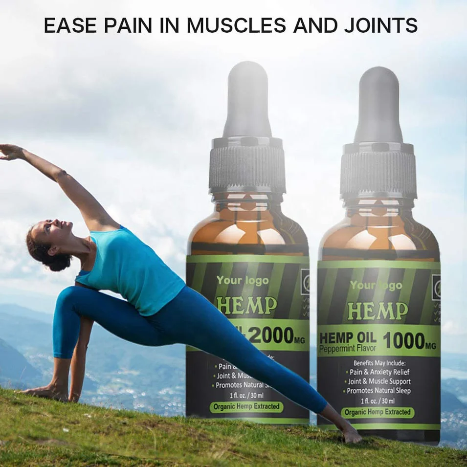 Direct Factory Price free sample custom label Natural healthy organic extract Ease depression hemp seed oil