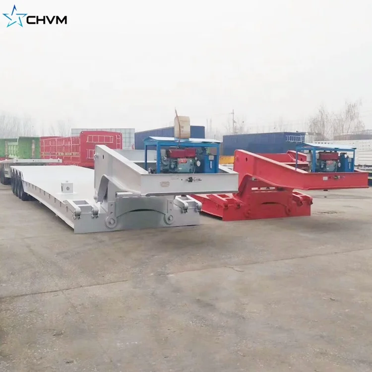 Новый четырехосный прицеп 100T 150T 200T Lowboy, съемный прицеп с низкой платформой