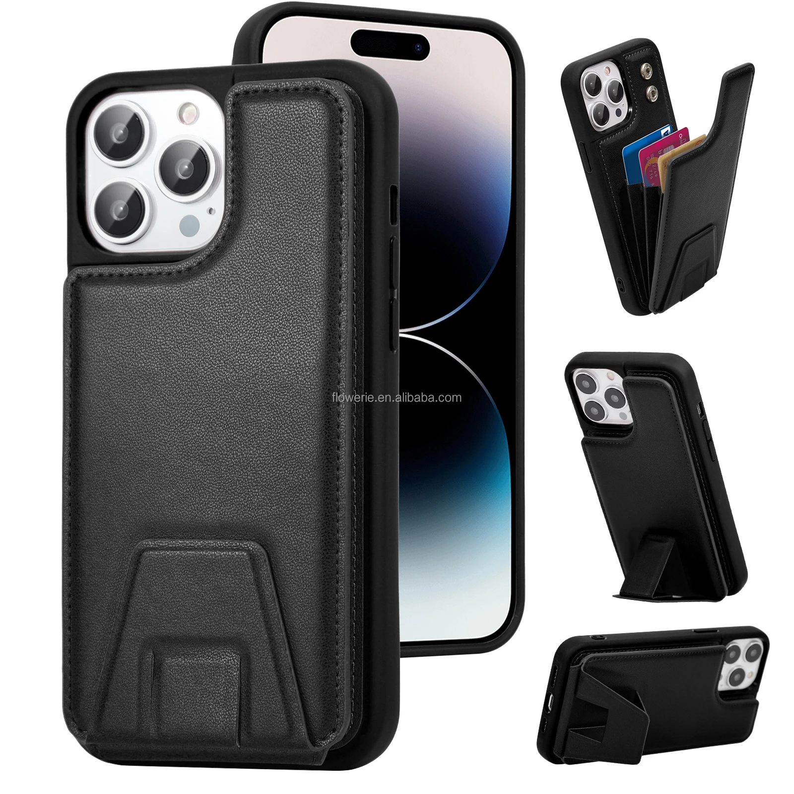 Wallet Credit Card Holder Flip folio Leather Magnetic Clasp Kickstand RFID Blocking Protective Cover for iPhone 14 Pro Max case