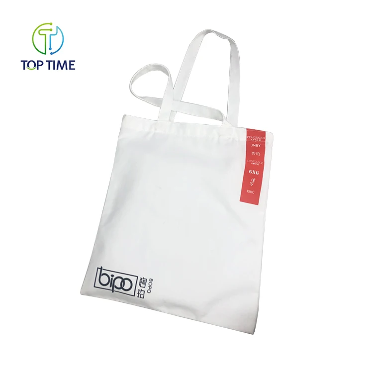 Custom logo printed 12oz white color cotton canvas makeup tote bags