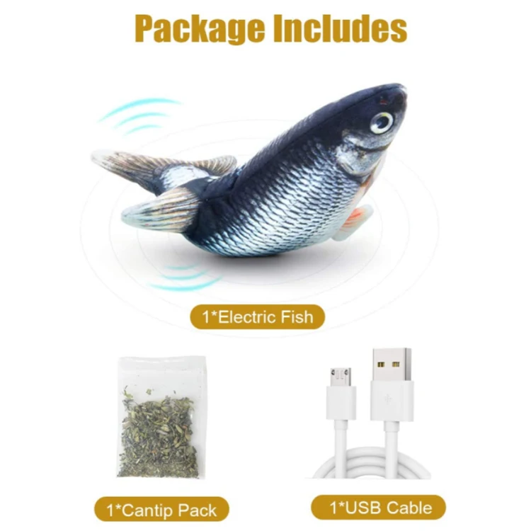 Factory Wholesale Magic Plush 3d Simulation Interactive Usb Charging Dancing Electric Floppy Fish Toy For Cat
