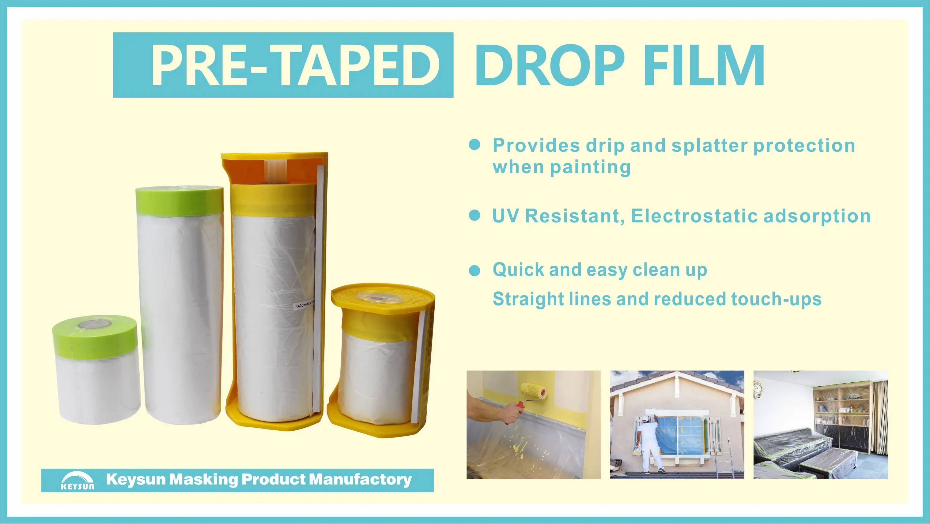 Keysun PRE-TAPED MASKING FILM FOR HOUSE PAINTING