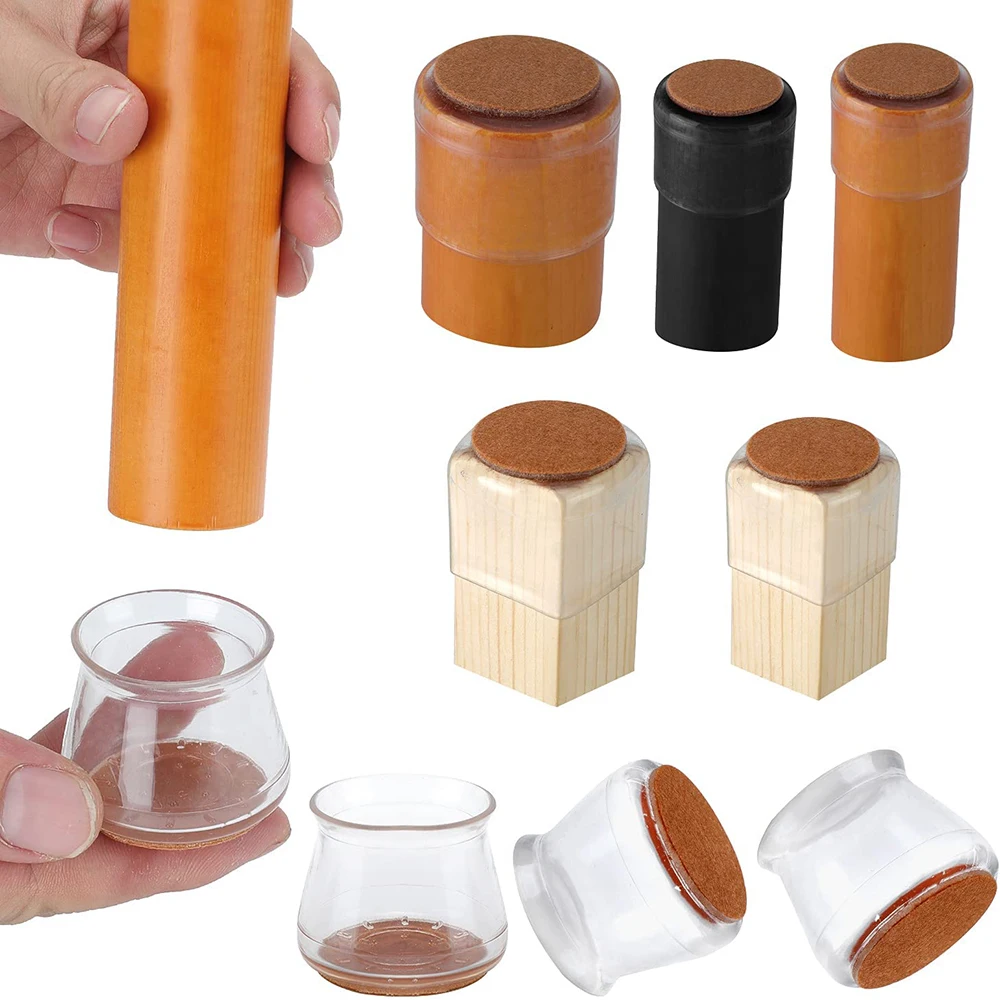Chair Leg Floor Protectors Plastic Felt Covers to Protect Floors from Scratches Reduce Noise Free