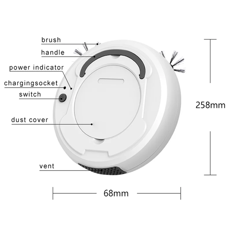 Mini Wireless Vacuum Cleaner with Large Capacity Aluminum Battery Multi-Functional ABS Robot vacuum cleaner