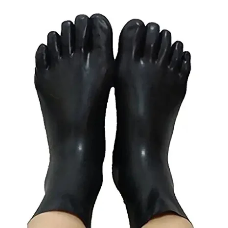 Unisex sexy 3D fashion latex rubber short sock fetish tight 5 Toe Socks
