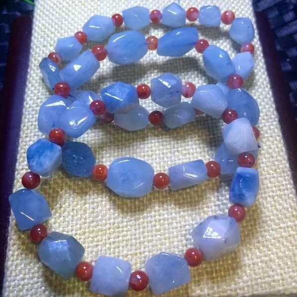 Бисероплетение художественное ремесло аквамариновая огранка граненый натуральный драгоценный камень свободный браслет