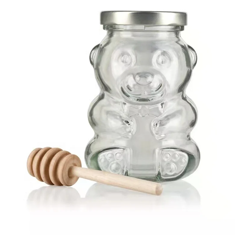 120ml 180ml 280ml bear shape hot sale food storage jam jelly sweet honey bottle with tinplate cap candle jar