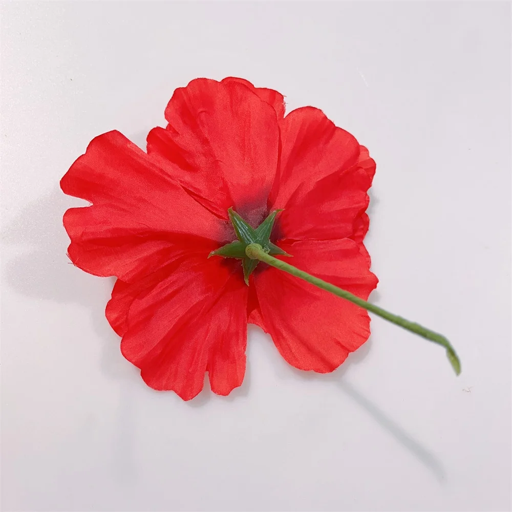 14cm Three-layer Silk Hibiscus Hair Pins with Stem Hawaiian Samoan Hair Stick for Women Ear Pick Party Hair Accessories KN-PF053