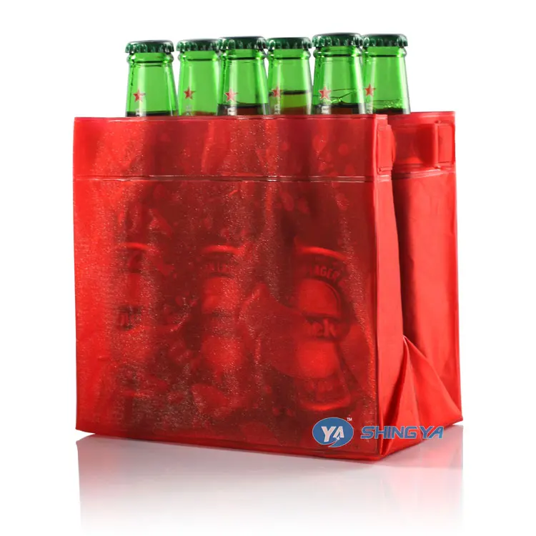 Cheap promotional foldable 6 pack pvc wine bottle cooler bag reuseable pvc foldable cooler bag