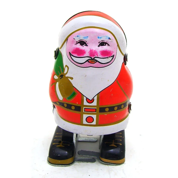 EE1327 Classic Mechanical Wind up Toy Robots Santa Claus Handmade Vintage Winder Tin Collection Clockwork Robot