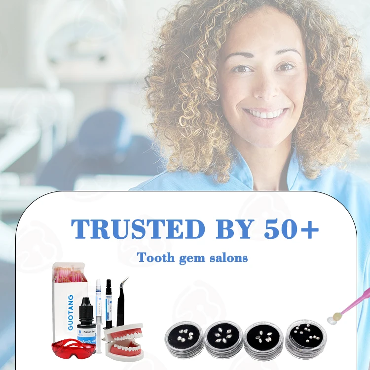 wholesale OEM crystal light cure Tooth gem kit  Professional Teeth gem whitening Diy tooth gem adhesive kit
