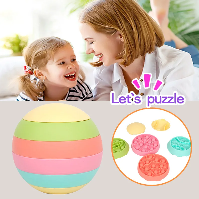 Best Selling Wholesale Poppet Fidget Toy Silicone Baby Stacking Toys Educational Toys Puzzle Fidget Popper Ball