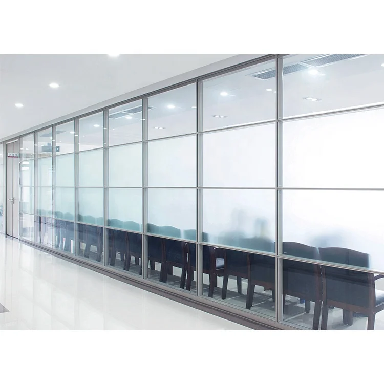 Soundproof office glass partition wall system with