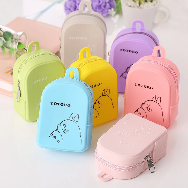China Suppliers New Fashion  Creation cute totoro candy color small silicone mini backpack coin purse