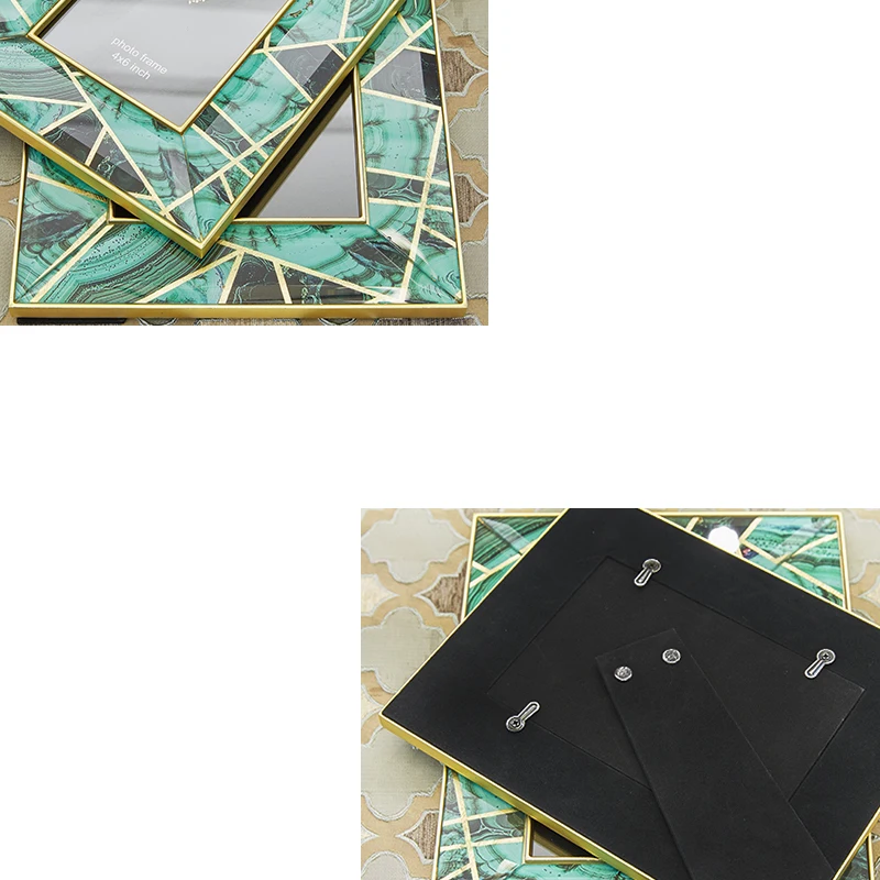 
Emerald Agate Stone Pattern Phnom Penh Creative Glass Inkjet Photo Frame Decoration Photo Frame Model Study Room Decoration 6 In 