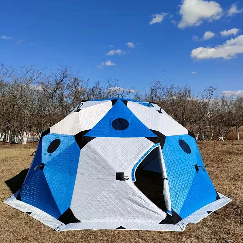 Insulation High Quality Cube Pop With Chair Inflatable Wholesale Waterproof Inflatable Ice Fishing Sauna Tent