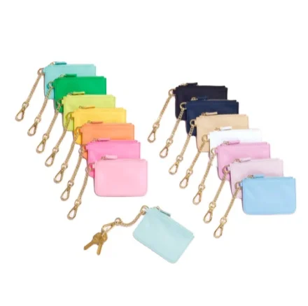 Low MOQ customized key case Colorful coin purse Nylon Classic Mini Keychain Wallet