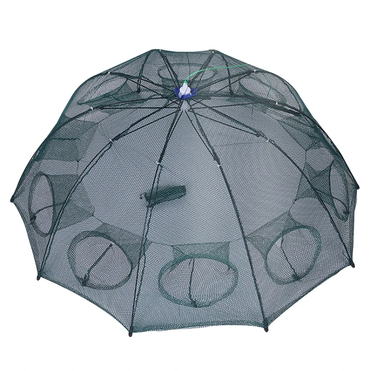 Оптовая продажа, рыболовная сеть с карабином, автоматический вытягивающий зонт, сетка, нейлоновая Складная ловушка для рыболовной сети