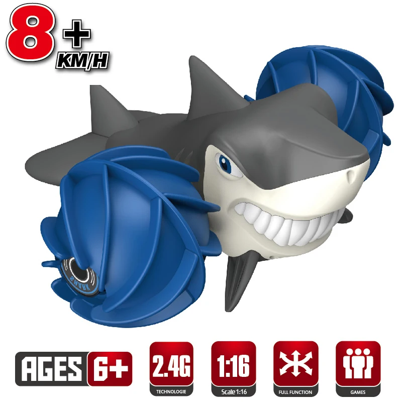 2021 New 2.4G 1:16 Remote Control Shark Amphibious Stunt Car RC Vehicle for sale For Kids 2 IN 1 water on road